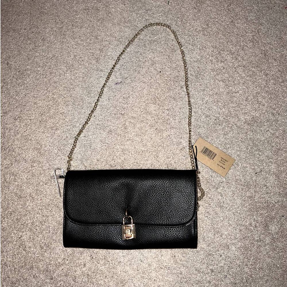New Steve Madden Black Crossbody turn lock closure clutch